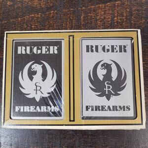 RUGER Playing Cards Double Deck BLACK & SILVER by GEMACO circa 1990